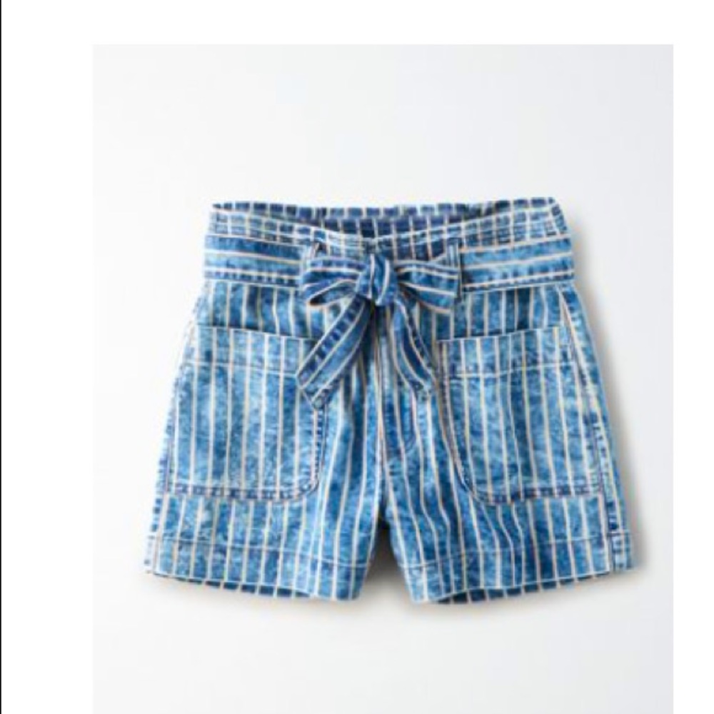 Striped high waisted mom shorts